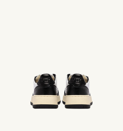 Autry Medalist Low Bicolor Sneakers in White and Black Leather